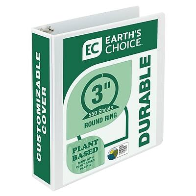 EARTH'S CHOICE  
EC  

CUSTOMIZABLE COVER  
DURABLE  

3"  
550 Sheets  
ROUND RING  

PLANT BASED  
MADE WITH PLANT-BASED PLASTIC