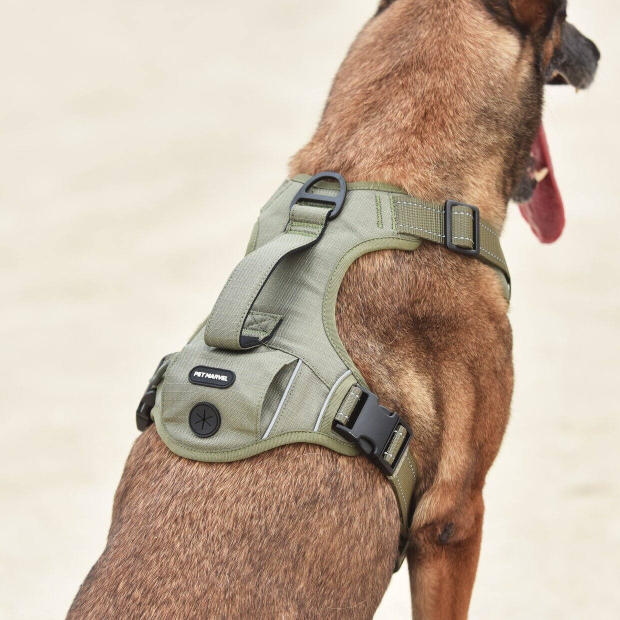 Alt View 1. PET MARVEL - PET MARVEL High-Perfomance Tactical Dog Harness with Poop Bag Holder, No Pull Front Clip & Metal Buckles, Black S - Black.