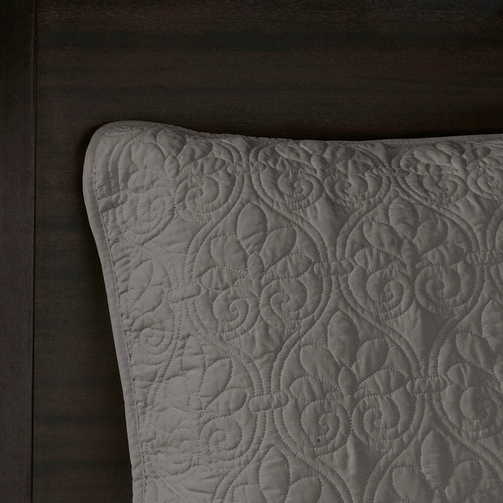 Alt View 3. Gracie Mills - Gracie Mills Sandy Reversible Bedspread Set with Classic Stitch Pattern - Dark Grey.