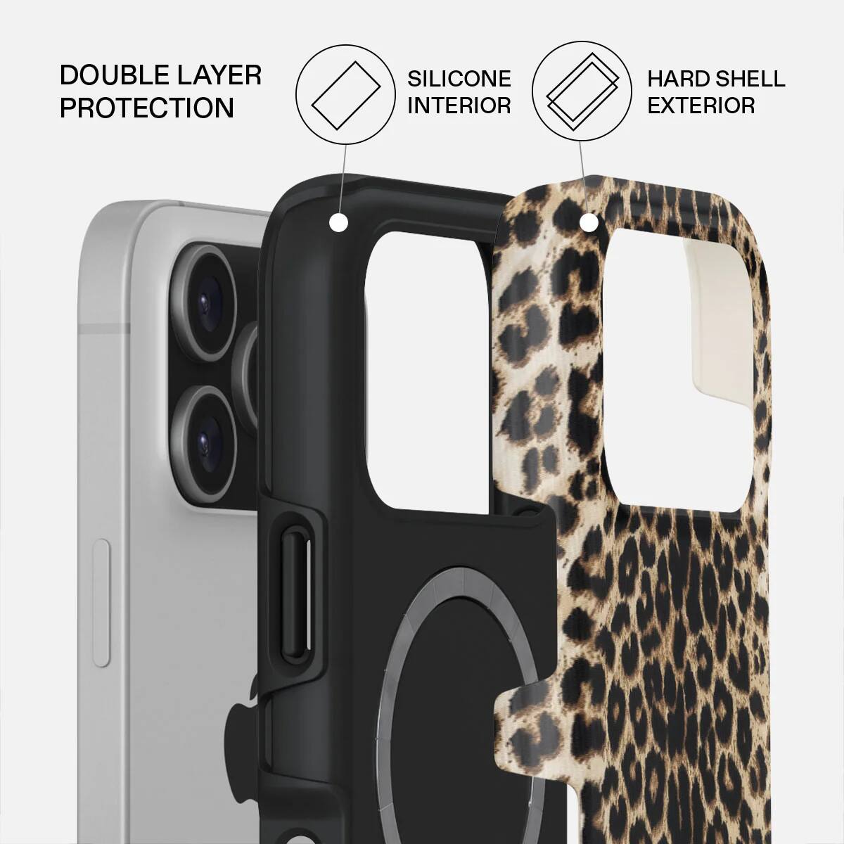 DOUBLE LAYER PROTECTION  
SILICONE INTERIOR  
HARD SHELL EXTERIOR