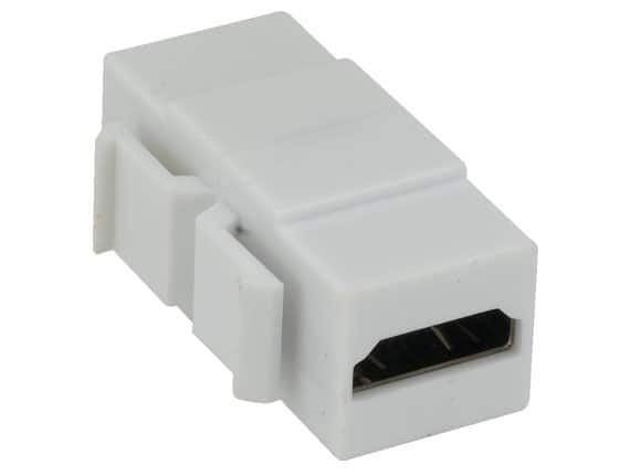 Cable Leader - HDMI Keystone Jack Female to Female Coupler, Type A, Snap-In - White