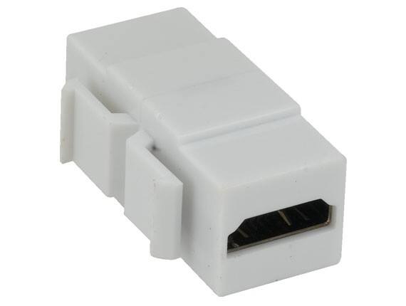Front. Cable Leader - HDMI Keystone Jack Female to Female Coupler Adapter - White.