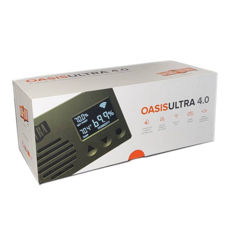 OASISULTRA 4.0

- Sleek design
- Built-in Wi-Fi
- Large display
- Micro USB connection
- Consistent humidity distribution
- Adjustable set point
- 70.0% set point
- 69.9% humidity
- 70.4°F temperature