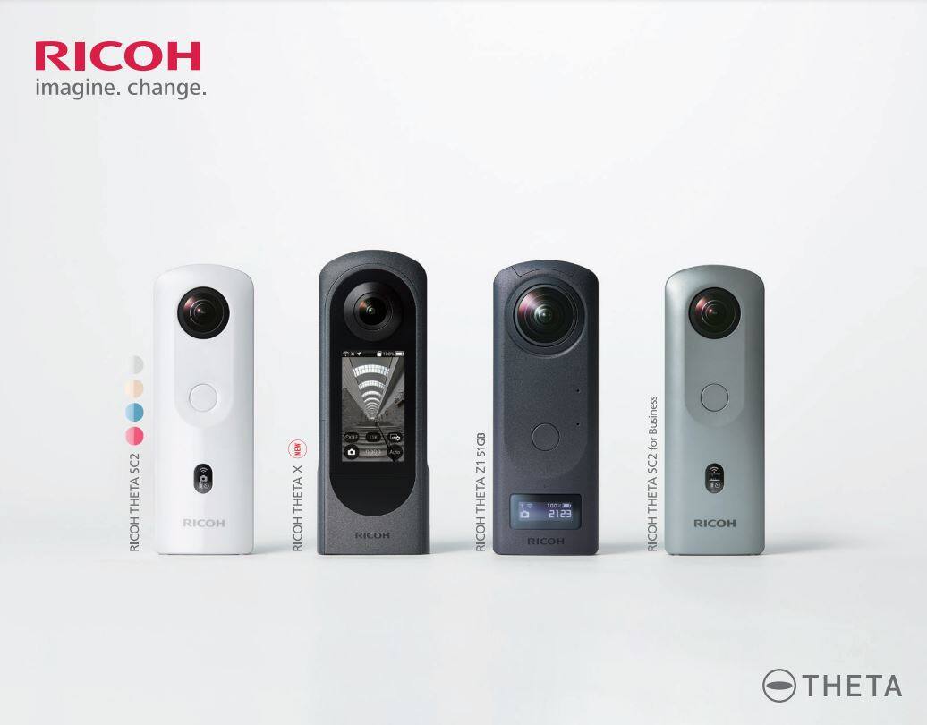 RICOH  
imagine. change.  

RICOH THETA SC2  
RICOH THETA X  
RICOH THETA Z1 51GB  
RICOH THETA SC2 for Business  

RICOH  
RICOH  
RICOH  
RICOH  

THETA