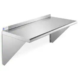 GRIDMANN - 24 x 12-in NSF Stainless Steel Wall-Mount Shelf - Silver