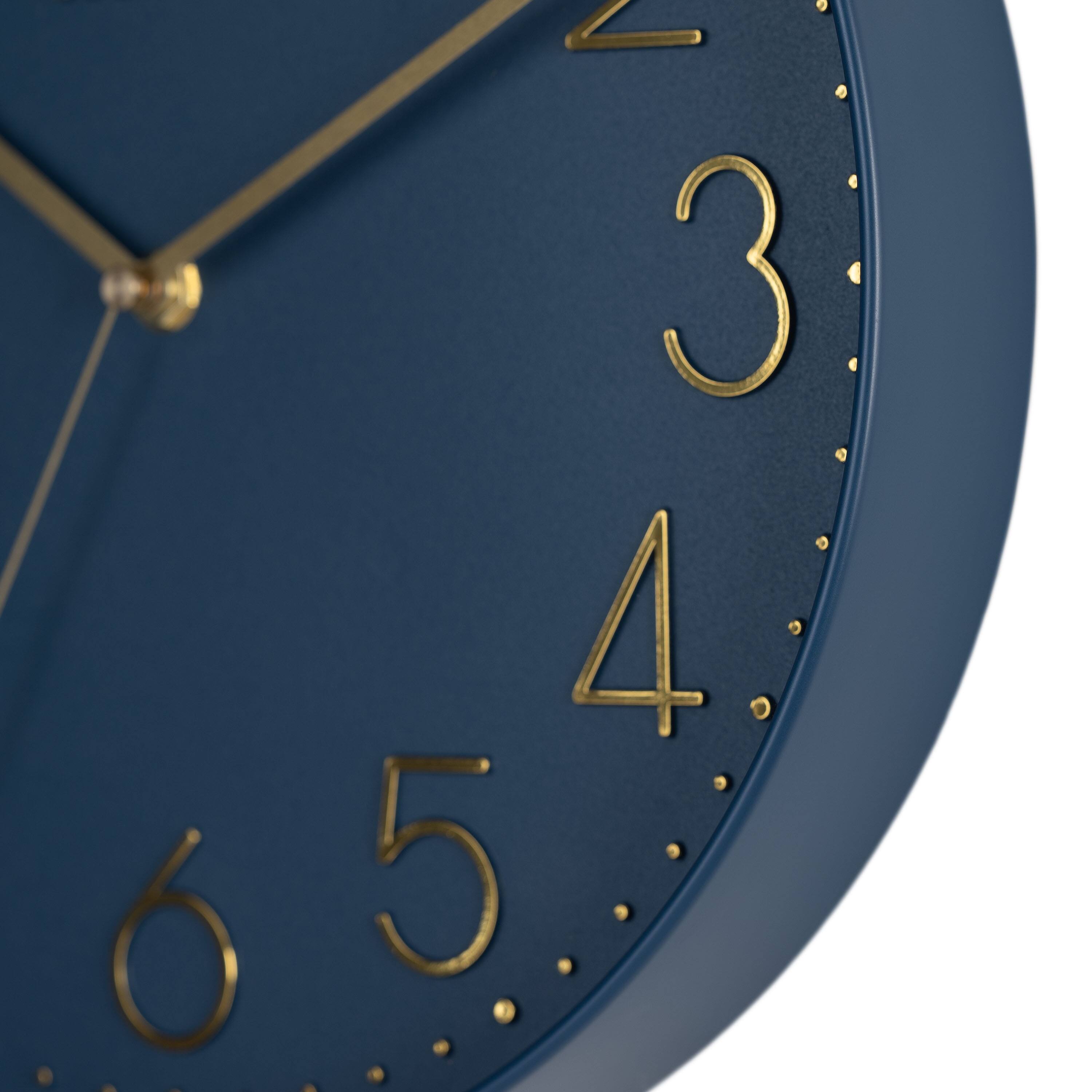 Angle. La Crosse Clock Co. - 12 Inch Paxton Navy Blue Silent Sweep Analog Quartz Wall Clock - Navy Blue.