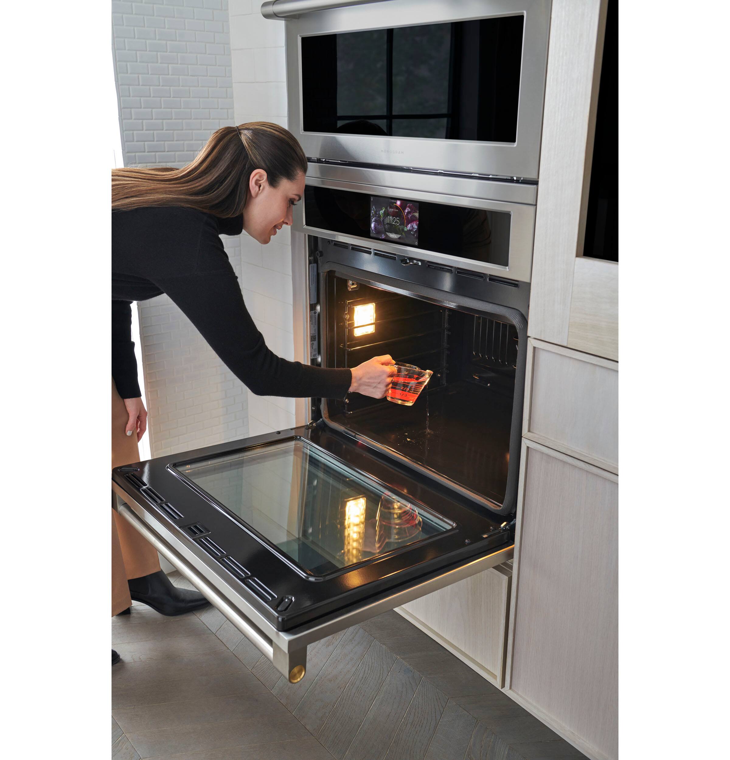 Alt View 20. Monogram - Statement 30" Built-In Single Electric Convection Wall Oven with No-Preheat Air Fry and Voice Control - Stainless Steel.