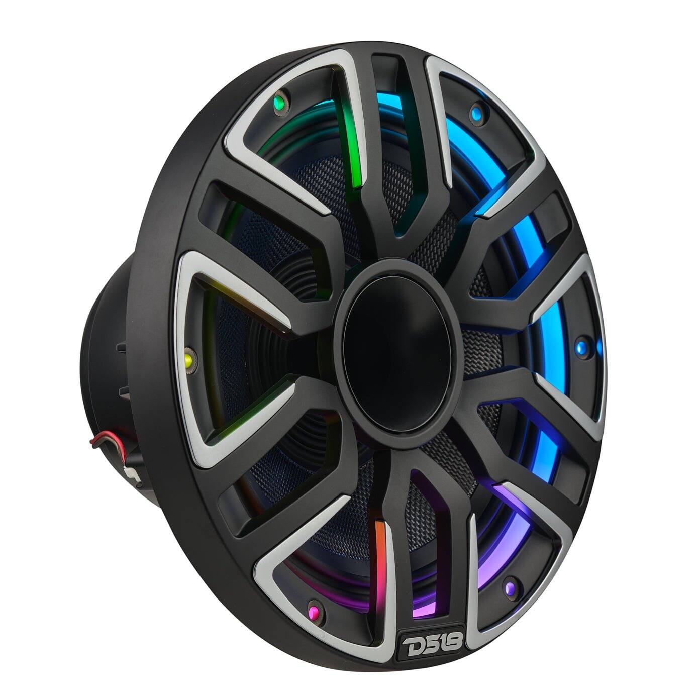 Angle. DS18 Audio - 8" Hybrid Coaxial Speaker With Kevlar Cone, Compression Driver and Neodymium Magnet | 200W RMS 4-Ohm - Black.