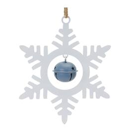 BreeBe - Metal Snowflake with Bell Ornament (Set of 12) - White, Blue