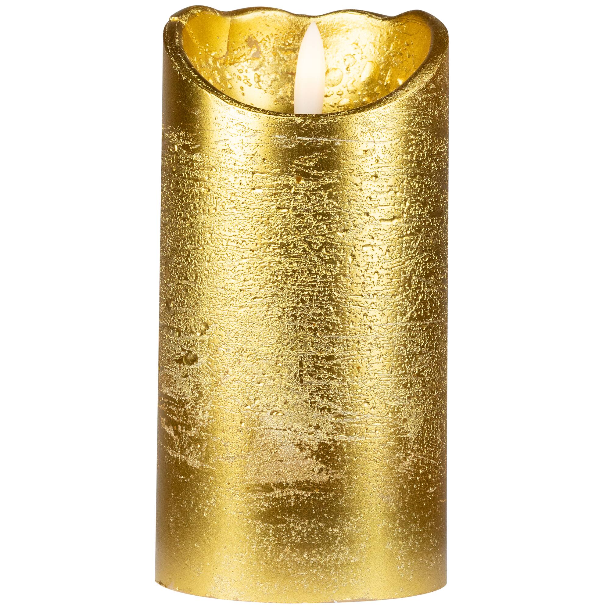 Alt View 1. Northlight - LED Lighted Flameless Flickering Pillar Christmas Candle - 6" - Gold - Gold.