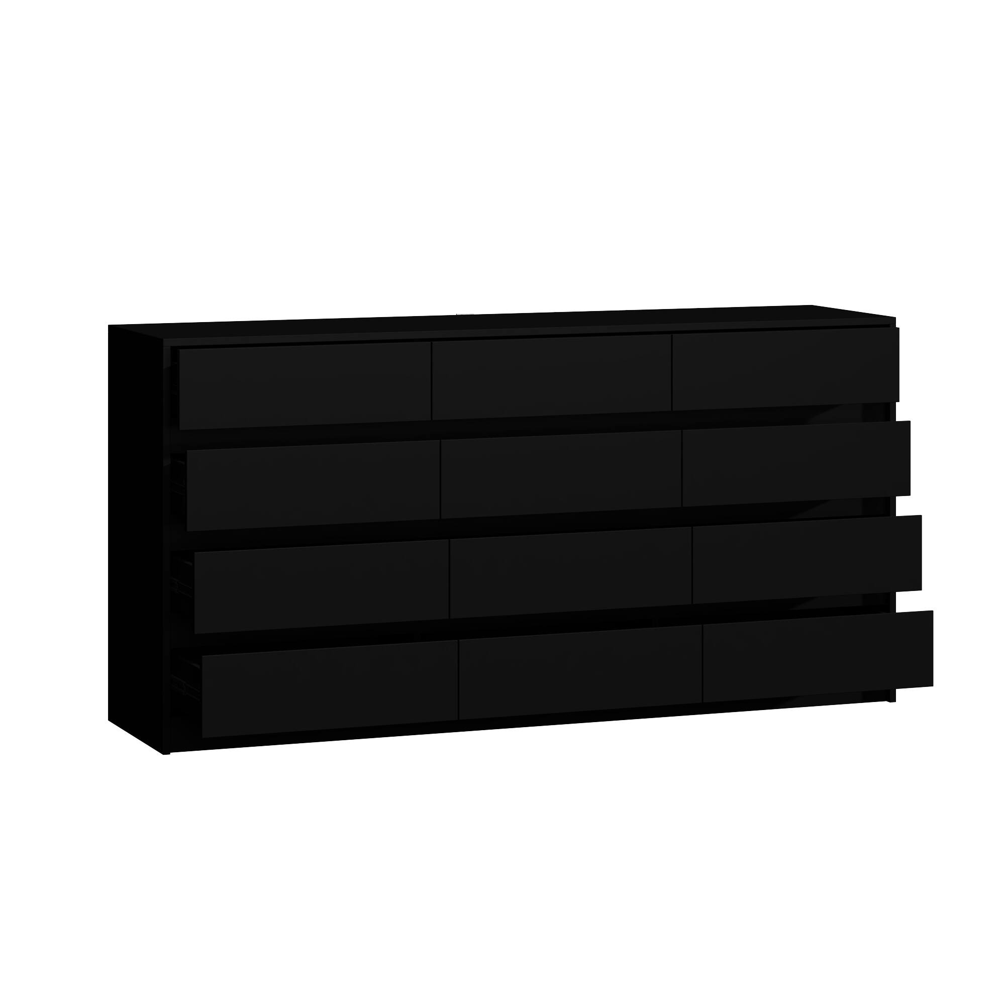 Angle. Famapy - Famapy 12 - Drawer Dresser: Hidden Handles & Sleek Storage - Black.