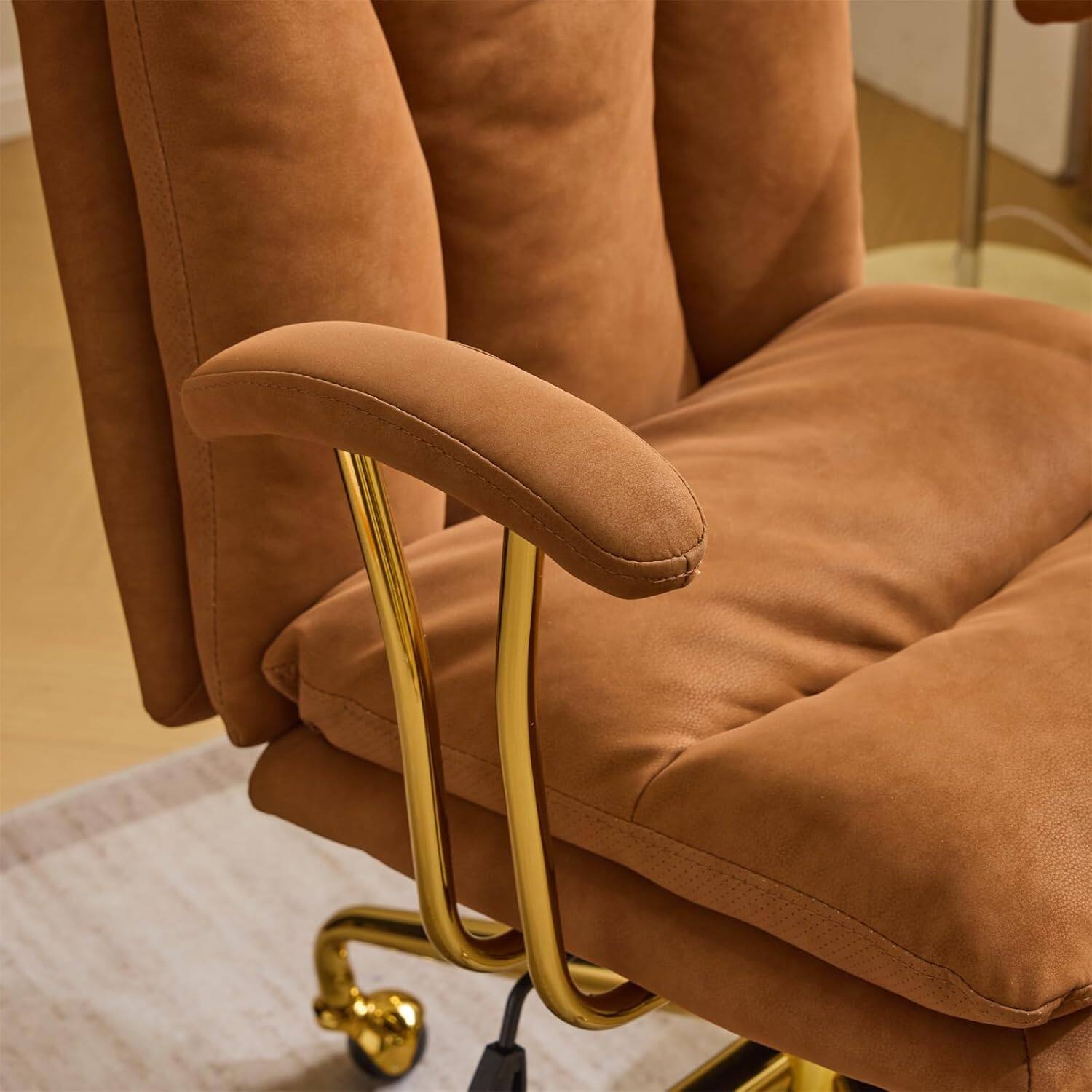 Alt View 5. Winado - Desk Chair with Removable Armrests, Back,Adjustable Rolling Swivel Computer Task Chair for Study,Makeup,Office,Home - Brown-Microfiber.