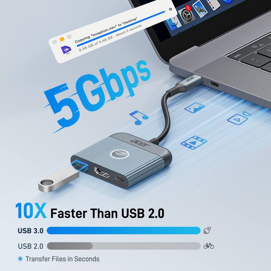 Adattatore Hdmi Usb C Hub USB C HDMI 4K Adattatore Multiporta 5 In - Foto 3