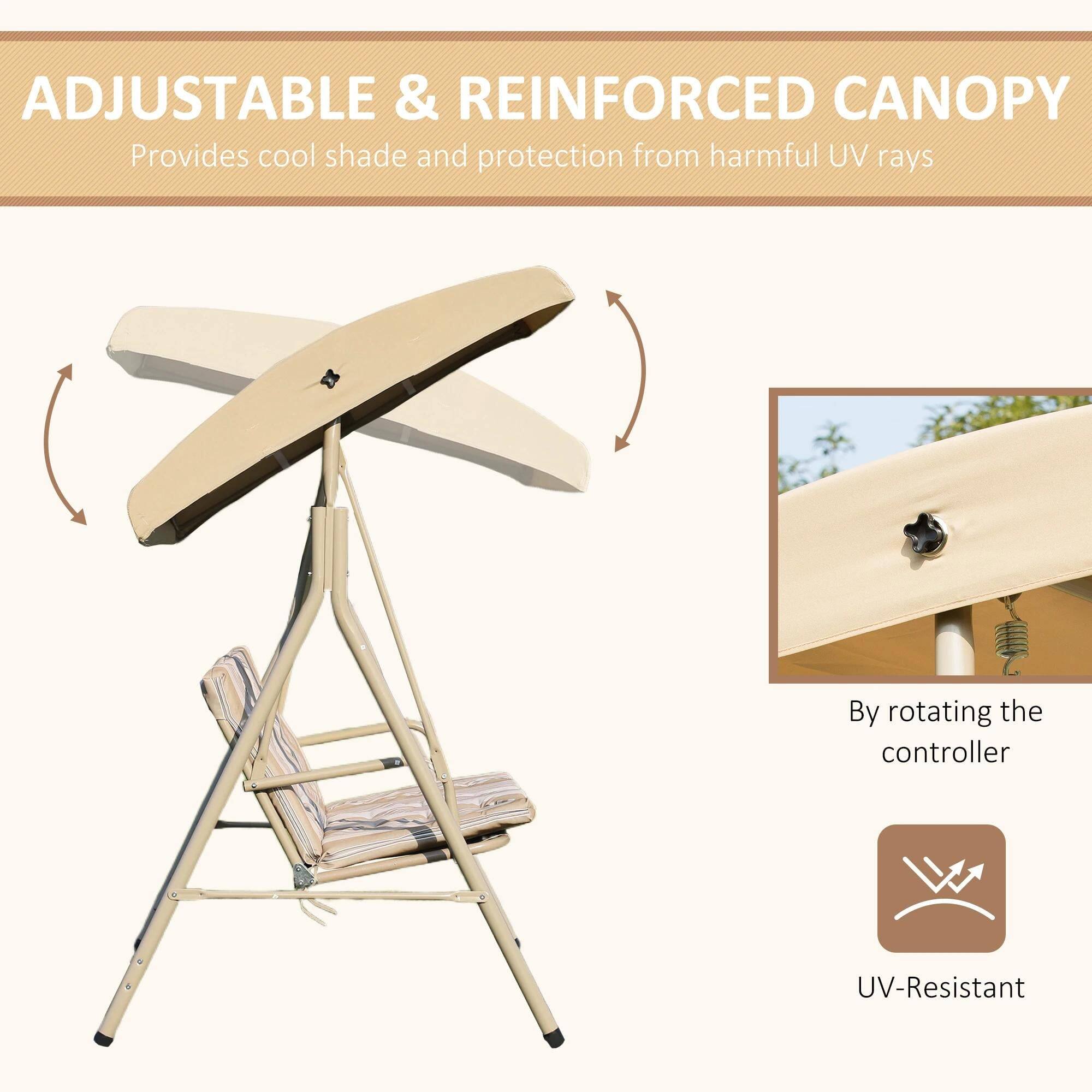 ADJUSTABLE & REINFORCED CANOPY  
Provides cool shade and protection from harmful UV rays.  
By rotating the controller, the height can be adjusted.  
UV-Resistant