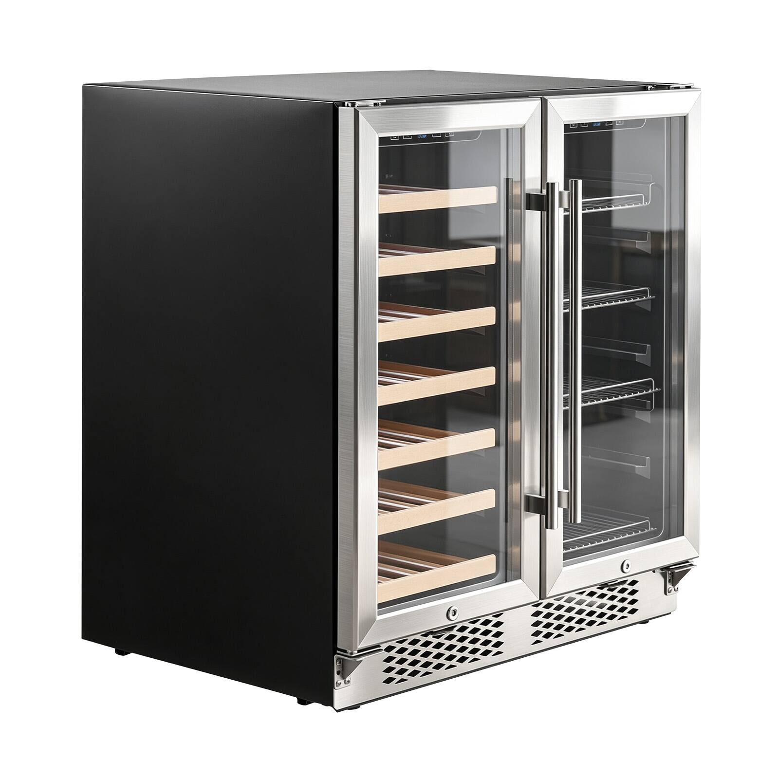 Alt View 5. VEVOR - 30 in Wine Fridge Beer Cooler Refrigerator 30 Bottle 110 Can Capacity, Home Bar, Double-Door & Dual-Zone Compressor - Black;Silver.