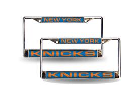 Rico Industries - New York Knicks NBA Chrome Metal Laser Cut License Plate Frame - Set of 2 Frames - Multi