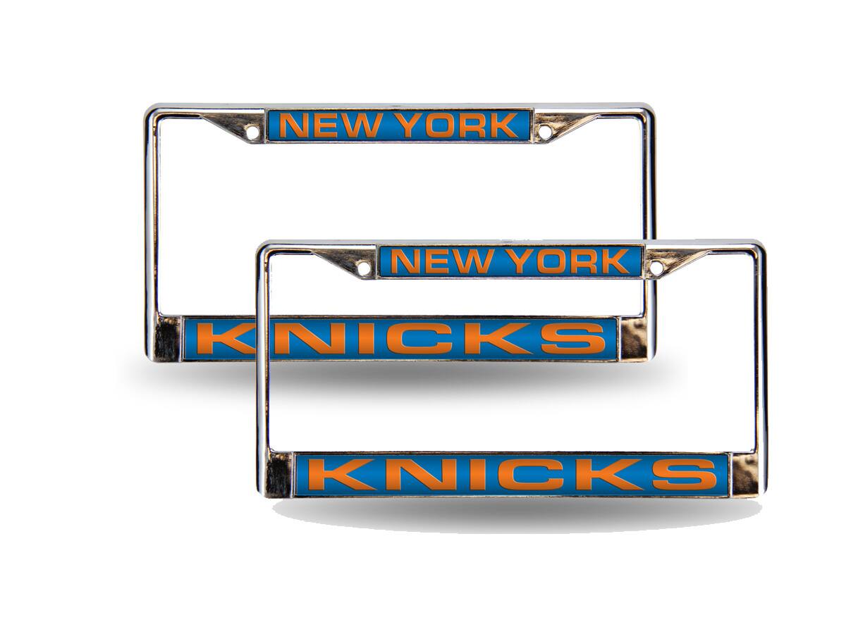 New York Knicks NBA Chrome Metal Laser Cut License Plate Frame - Set of 2 Frames