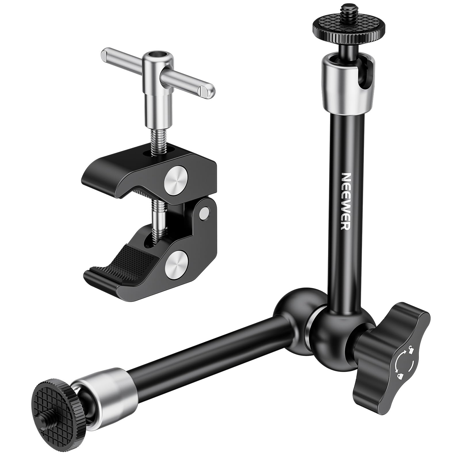 Front. Neewer - 9.8-Inch Adjustable Magic Arm with Super Clamp, 1/4" & 3/8" Threads for Light, Mic, Monitor, Max Load 4.4lb.