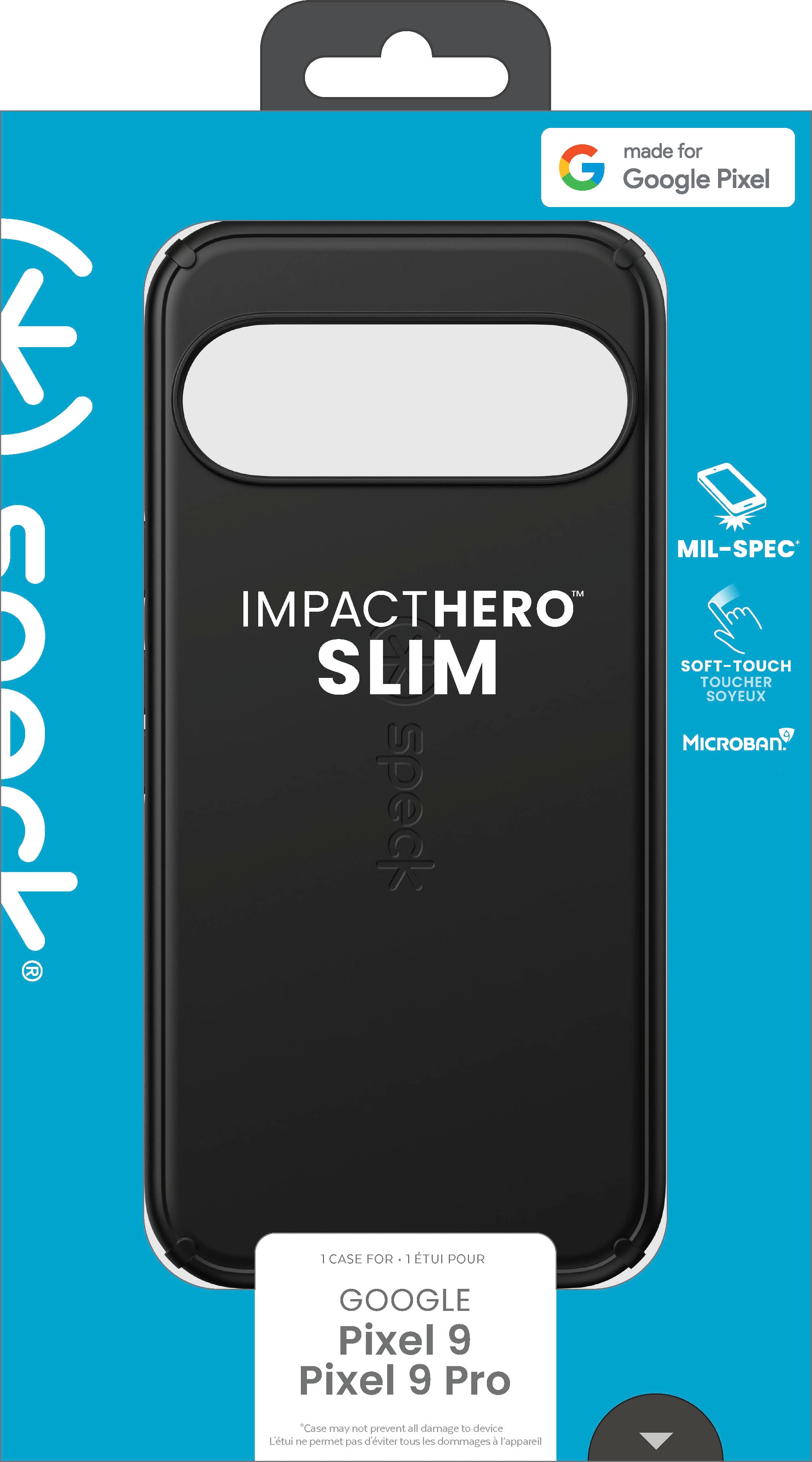 The text on the image reads: "ImpactHerO Slim Soft-Touch Toucher Google Pixel 9 Pro Case for Google Pixel 9 Pro. Case may not prevent all damage to device."