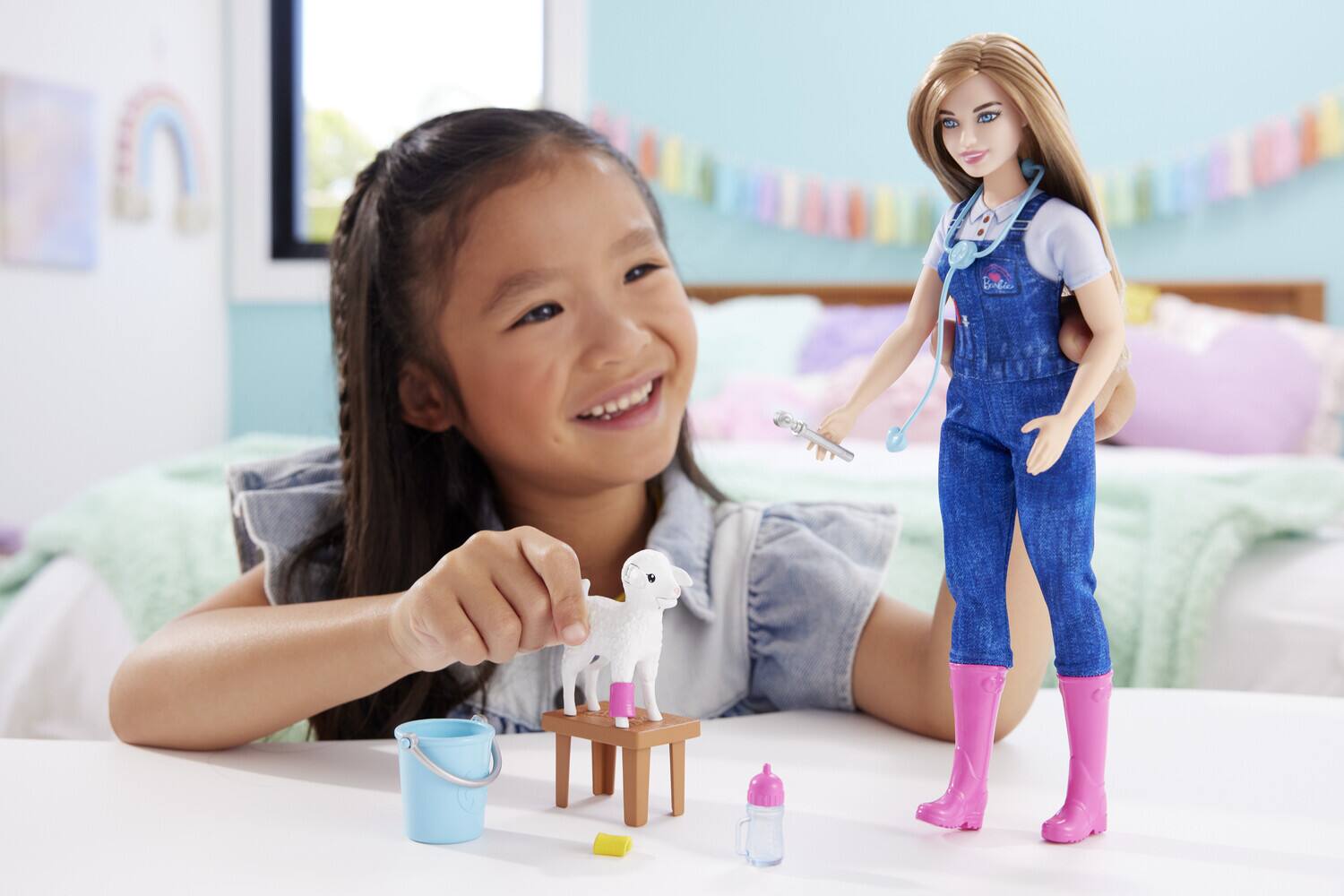 Alt View 4. Mattel - Barbie Careers Farm Veterinarian Doll & Accessories, 65th Anniversary   - Collectibles - Multicolor.