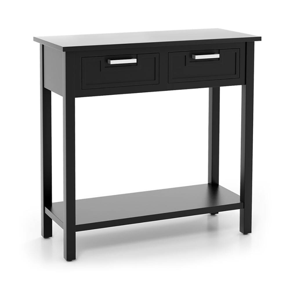 Resenkos - Narrow Console Table with Drawers and Open Storage Shelf- Narrow Console Table, Entryway Hall Table with Shelves - Black
