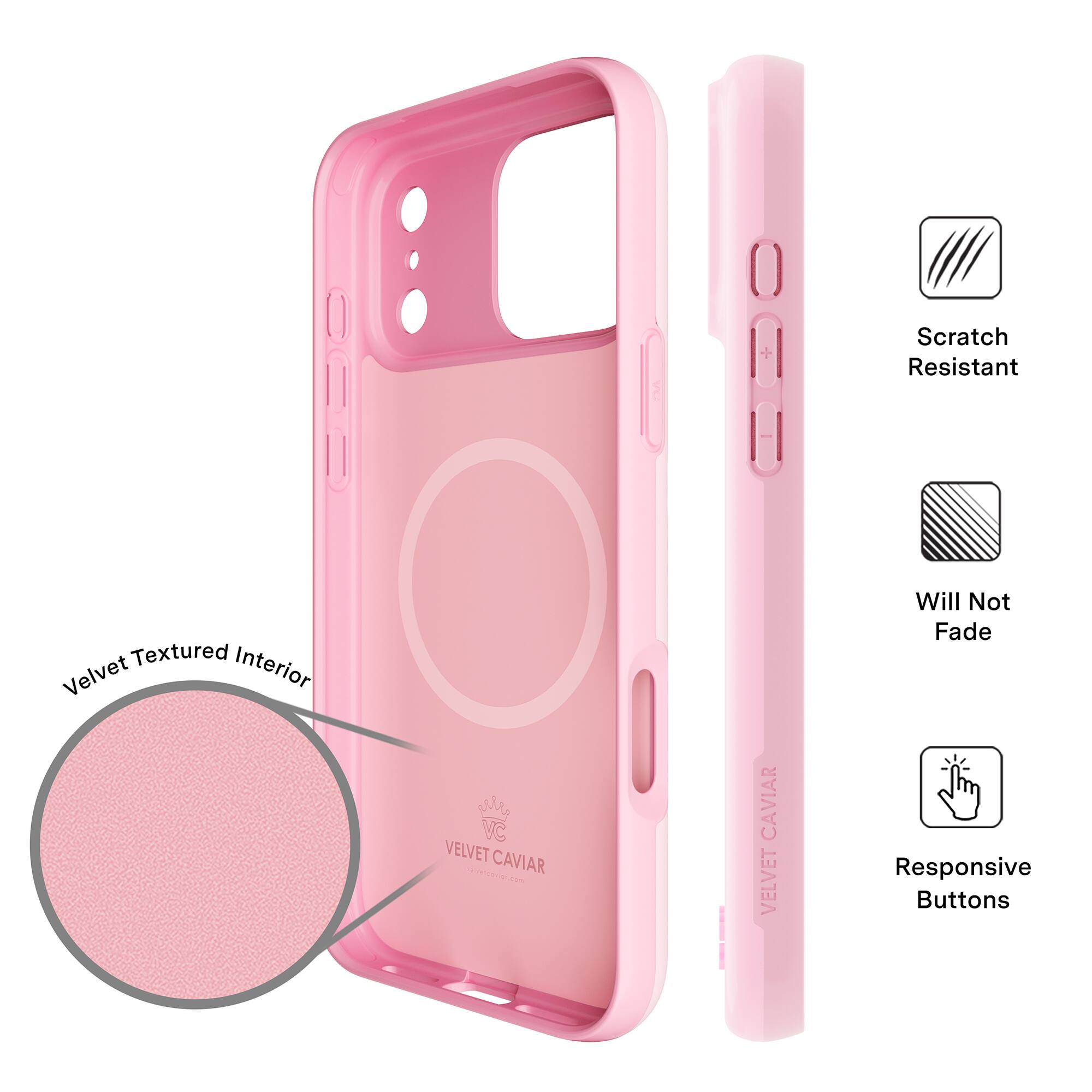 - Textured Interior Velvet
- Scratch Resistant
- Will Not Fade
- VC VELVET CAVIAR
- L CAVIAR VELVET
- Responsive Buttons