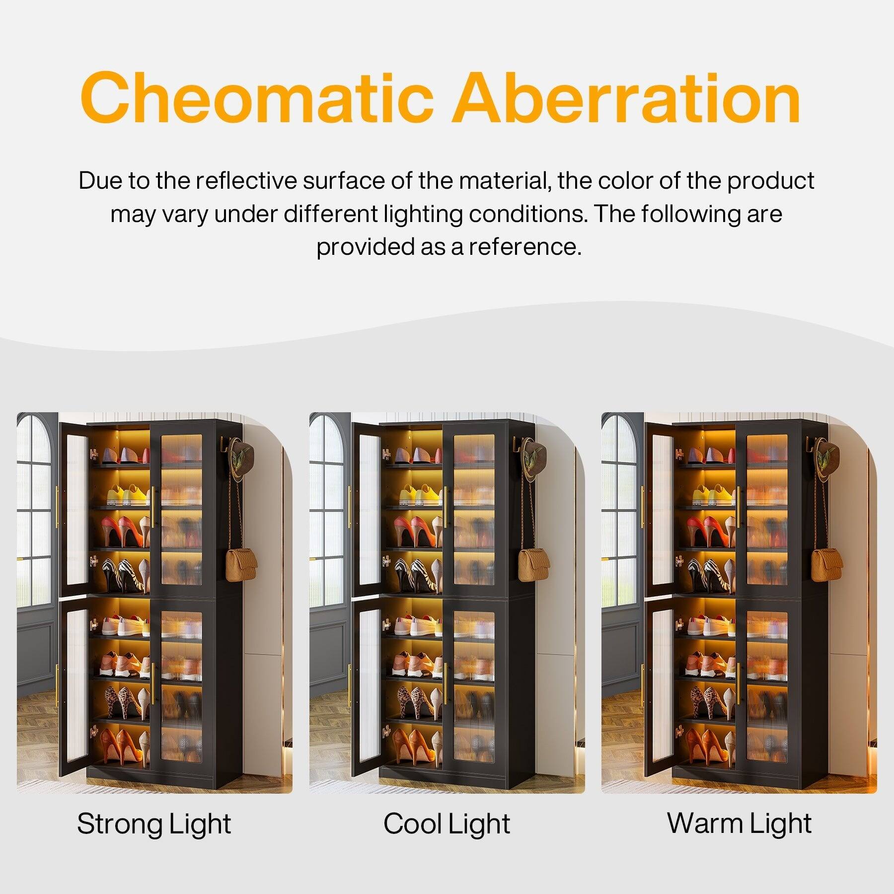 Cheomatic Aberration

Due to the reflective surface of the material, the color of the product may vary under different lighting conditions. The following are provided as a reference.

Strong Light  
Cool Light  
Warm Light