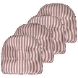 Sweet Home Collection - Pinstripe U Shaped Memory Foam 17" x 16" Chair Cushions, 4-Pack - Burgundy