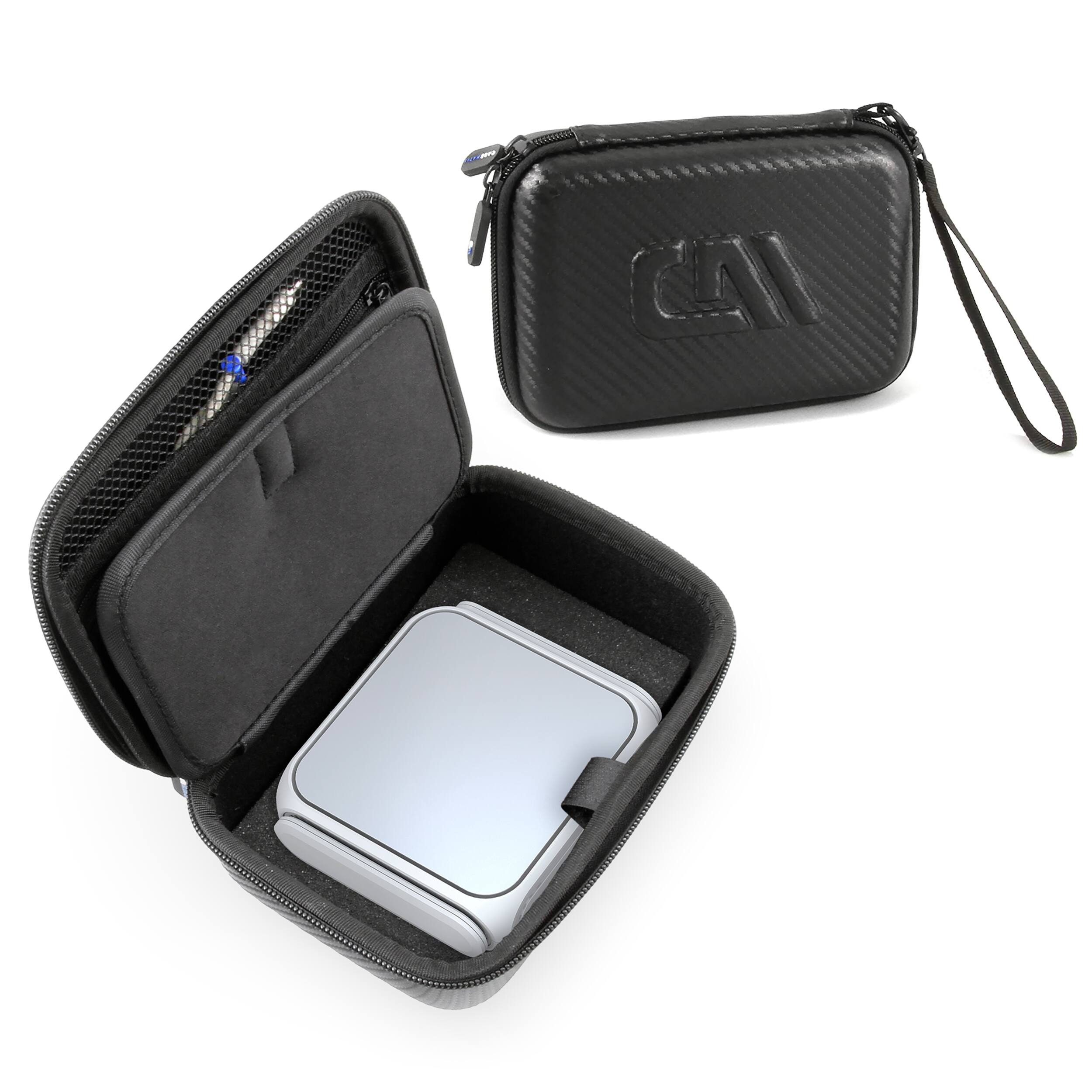Front. CASEMATIX - Carrying Case for ASUS RT-BE58 Go WiFi 7 Travel Router - Hard Shell EVA Travel Storage Case with Accessory Pocket.