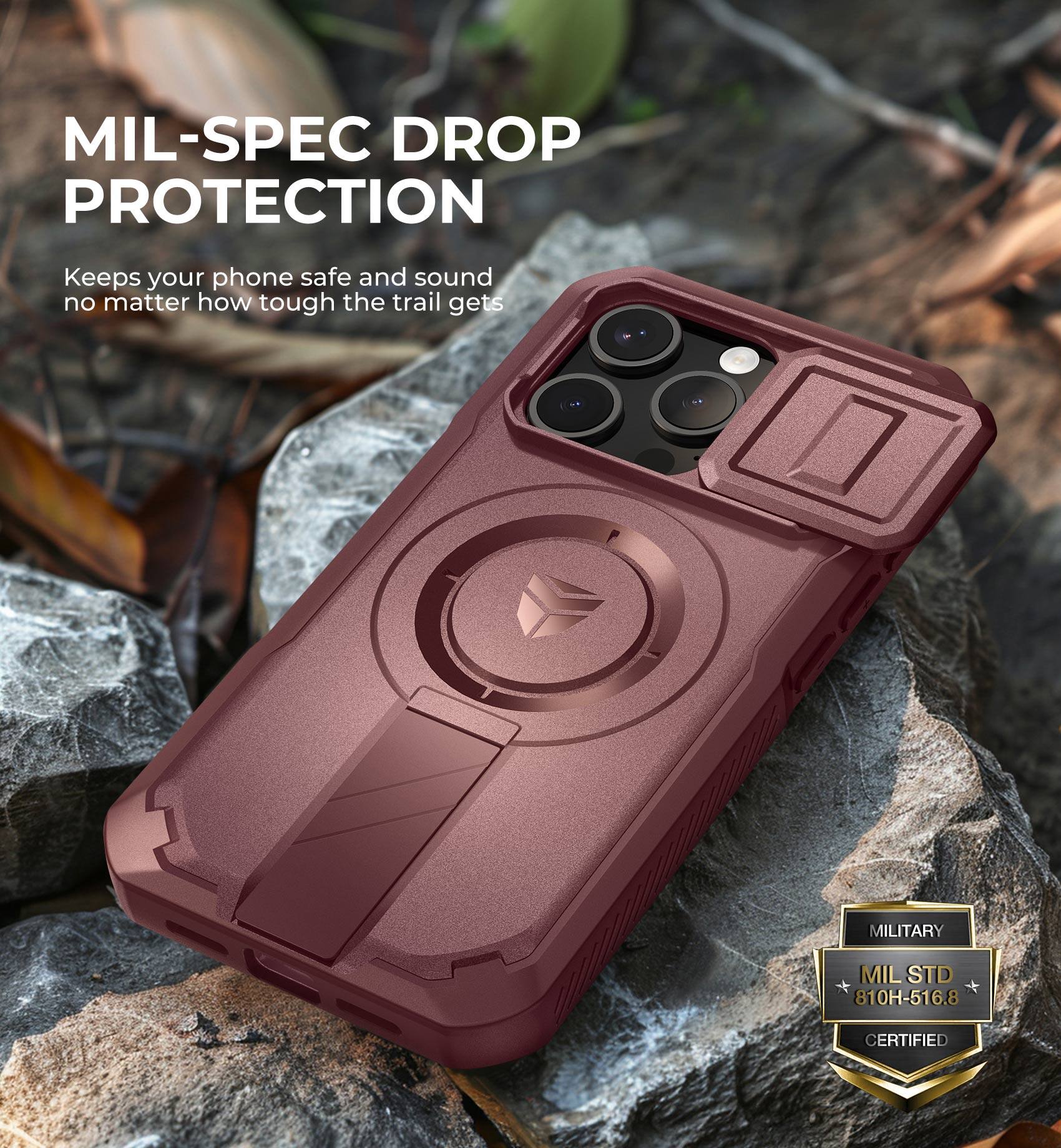 MIL-SPEC DROP PROTECTION
Keeps your phone safe and sound no matter how tough the trail gets
MILITARY MIL STD 810H-516.8 CERTIFIED