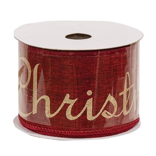 BreeBe Wired Gold Merry Christmas Ribbon 2.5