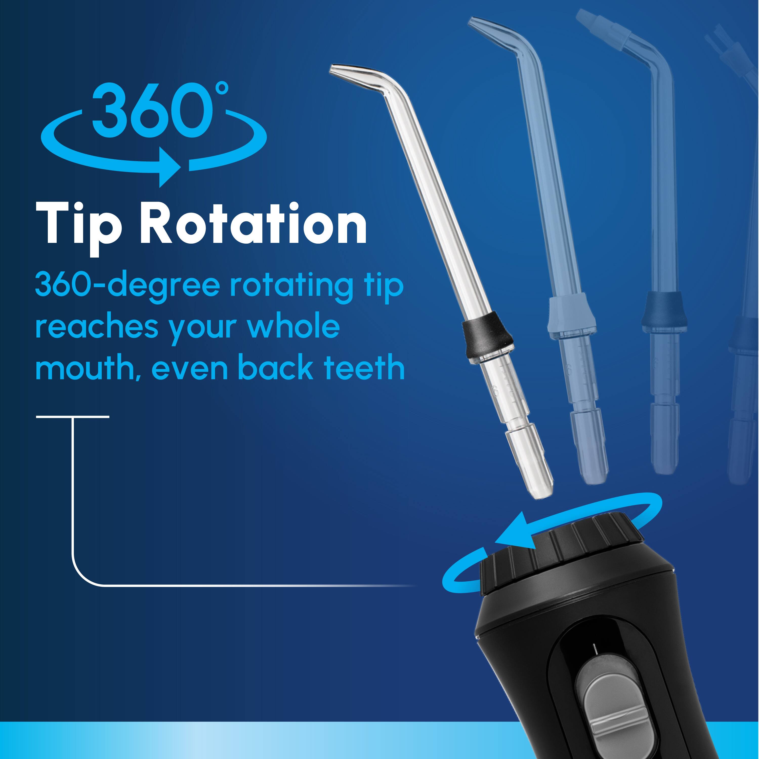 360 Tip Rotation
360-degree rotating tip reaches your whole mouth, even back teeth