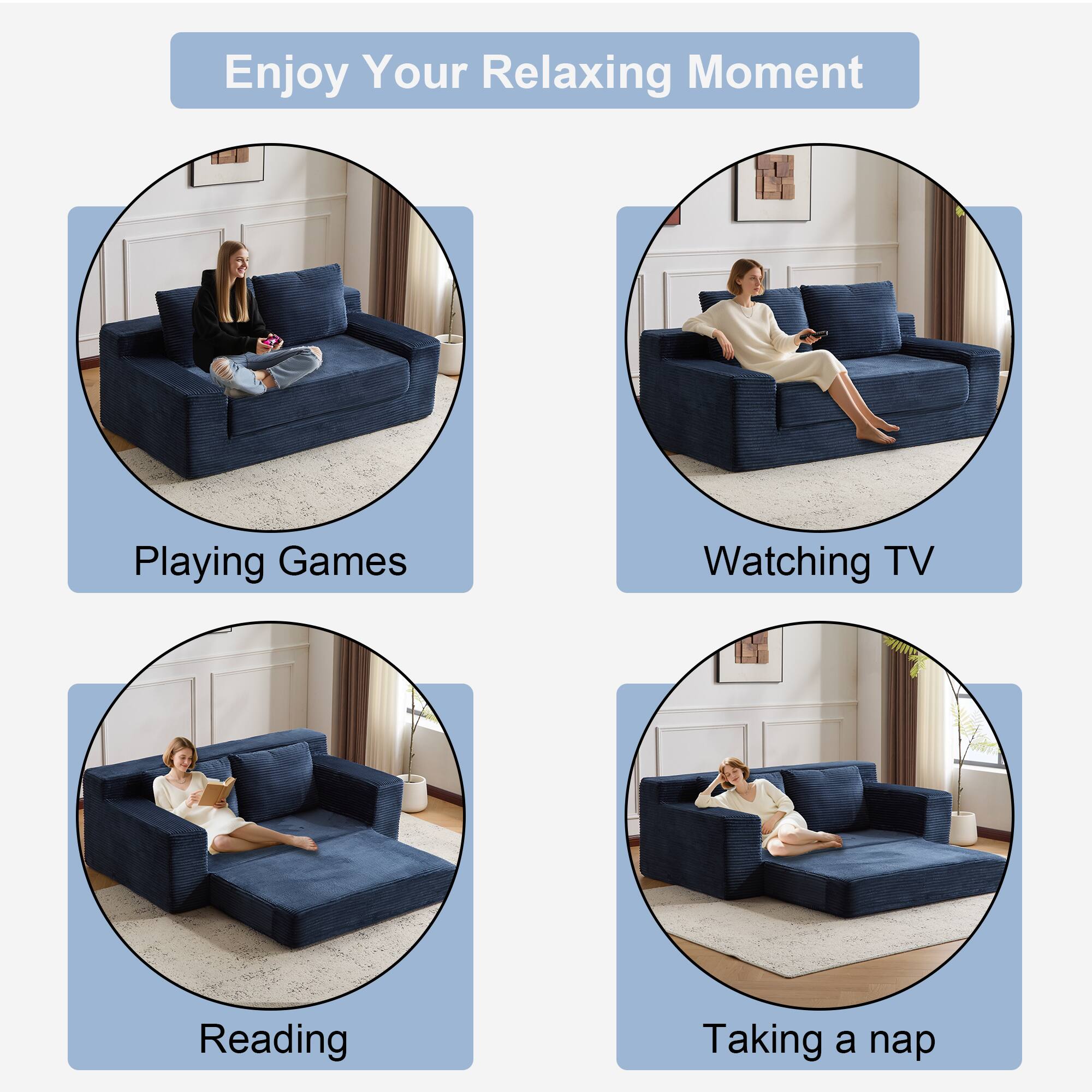 Enjoy Your Relaxing Moment

Playing Games

Watching TV

Reading

Taking a nap
