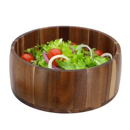 MegaChef - 9.75 Inch Large Acacia Wood Salad Bowl - Brown