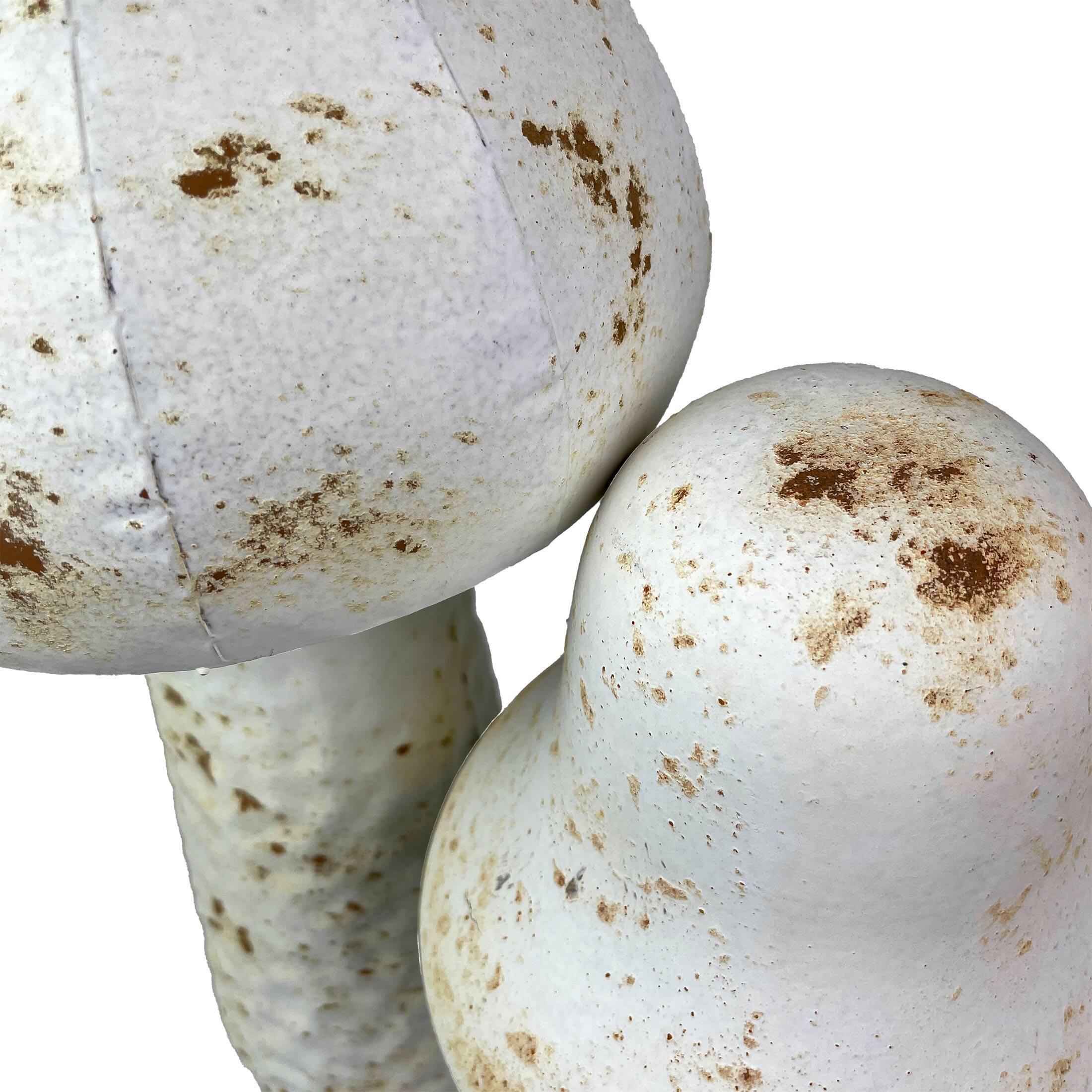 Alt View 5. Zeckos - Set of 2 White Metal Mushrooms, 9" & 16" Garden Indoor Outdoor Décor - White.