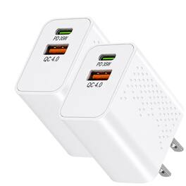 Qixxronics - 2Pack 35W Super Fast Charger Type C and Type A Port Adapter for Samsung Galaxy S26 S25, S24, S23, S22, Z Fold 3/4/5 - White