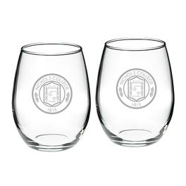 Jardine - Nichols College Bison Team Graphic Two-Piece 21oz. Stemless Wine Glass Set - Multicolor