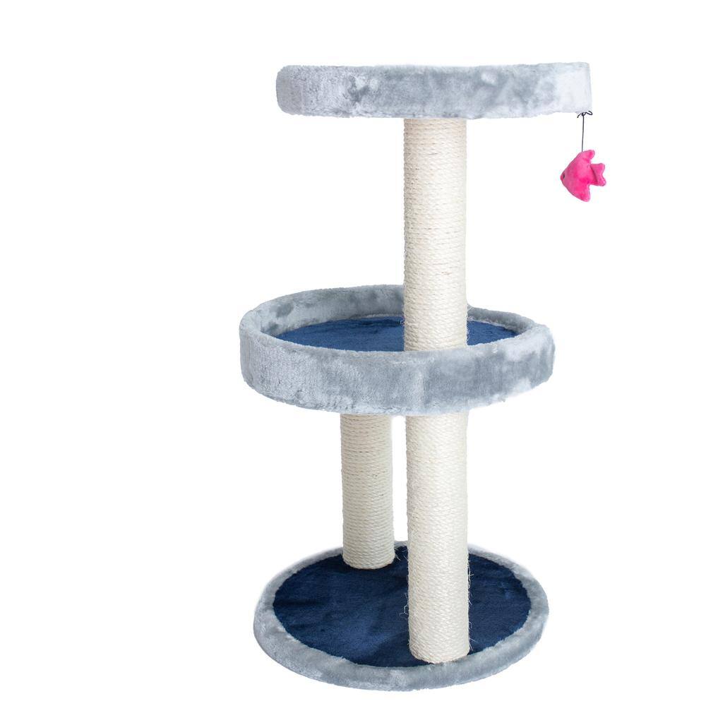 Angle. Armarkat - ThreeLevel Real Wood Compact Scratcher Gray W Plush Perch - Gray.