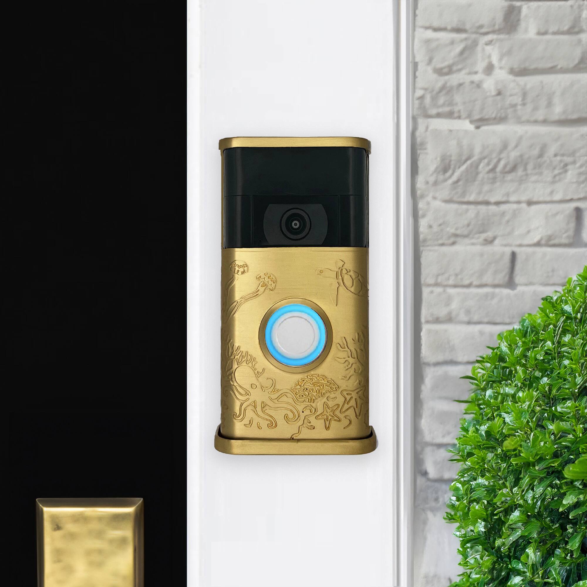 Alt View 3. Michael Healy - Coastal Video Doorbell Cover (Ring 2nd Gen) - Satin Brass.