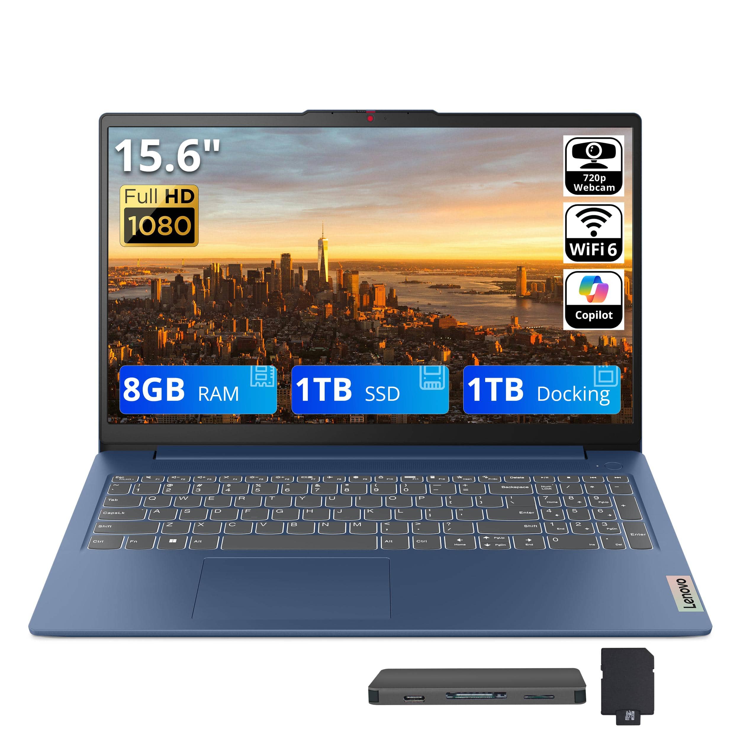15.6" Full HD 1080p  
720p Webcam  
WiFi 6  
Copilot  
8GB RAM  
1TB SSD  
1TB Docking  

run CHECK  
1  
y Q A  
2  
W 8  
8 3  
x , 4 E D  
5 R P  
5 7 3  
MR. 7 Y H  
- 8 U J  
-  
O I 9 K  
3 o 0 P L.  
. i  
5  
. 1 :  
- CHIPAGREE - 7 - 4 AEPUALY  
. 2 - 5  
- 19 CHICK 0 .  
.  
SUR KITY  
C-  
Z =  
x All  
C  
V  
15  
N  
M  
< ACT  
2 + -  
. PER  
+ -  
1 - O  
2  
-  
3 mych  
EMIT  
Lenovo