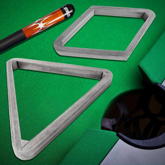 Alt View 2. GSE Games & Sports Expert - Deluxe Brushed Grey Solid Wood 8-Ball Triangle and 9-Ball Diamond Ball Racks for 2-1/4" Pool Balls - Grey.