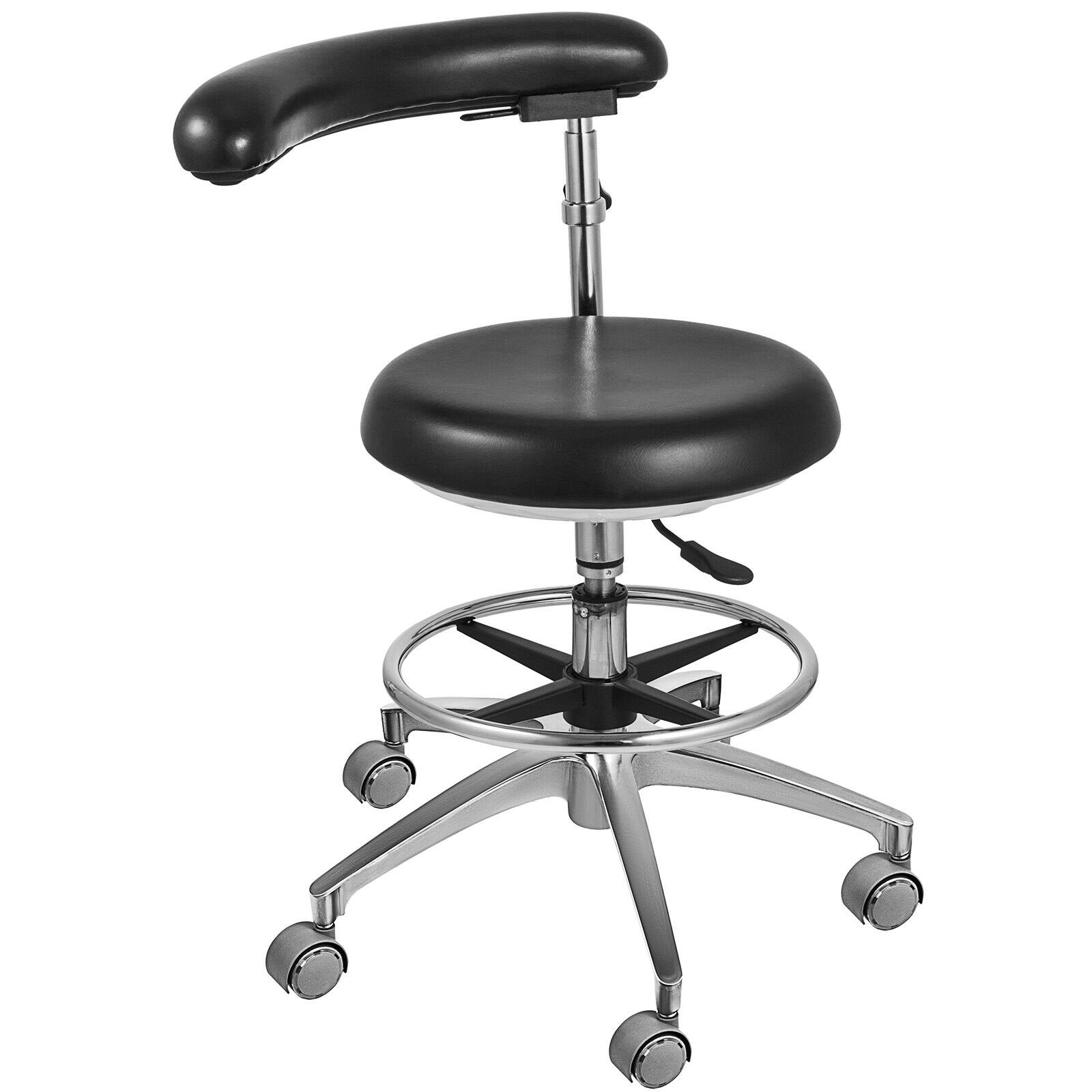 Alt View 8. Glintex - Medical Dental Stool Dentist Chair, 360° Swivel Adjustable Doctor Assistant Chair with PU Leather Seat and Armrest - Black.