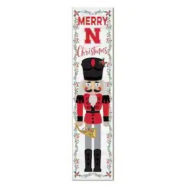 Jardine - Nebraska Huskers 11" x 46" Nutcracker Holiday Leaner Sign - White