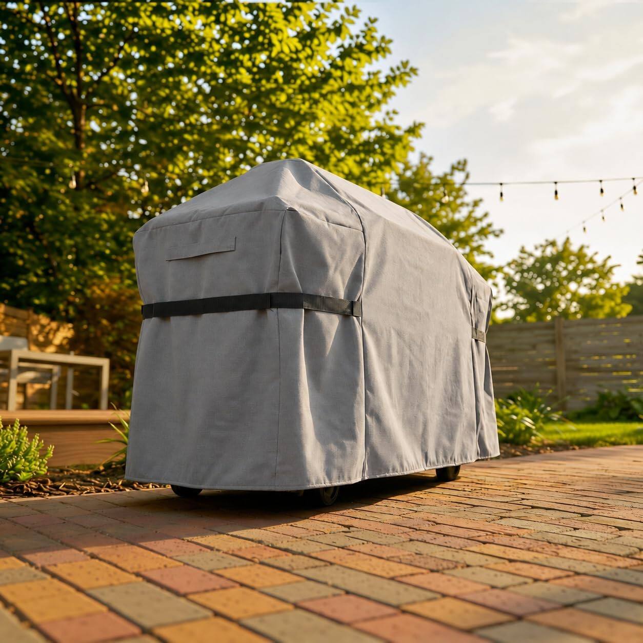 Alt View 3. KHOMO GEAR - Grill Cover 58 Inch Waterproof, Heavy Duty BBQ Gas Grill Cover with Air Vents and Tool Pocket - 58"W x 24"D x 44"H - Gray.