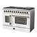 Angle. Forno Appliances - 48 in. Wide 8 Burner Galiano 6.58 Cu. Ft. Freestanding Dual Fuel True Convection Range - White.