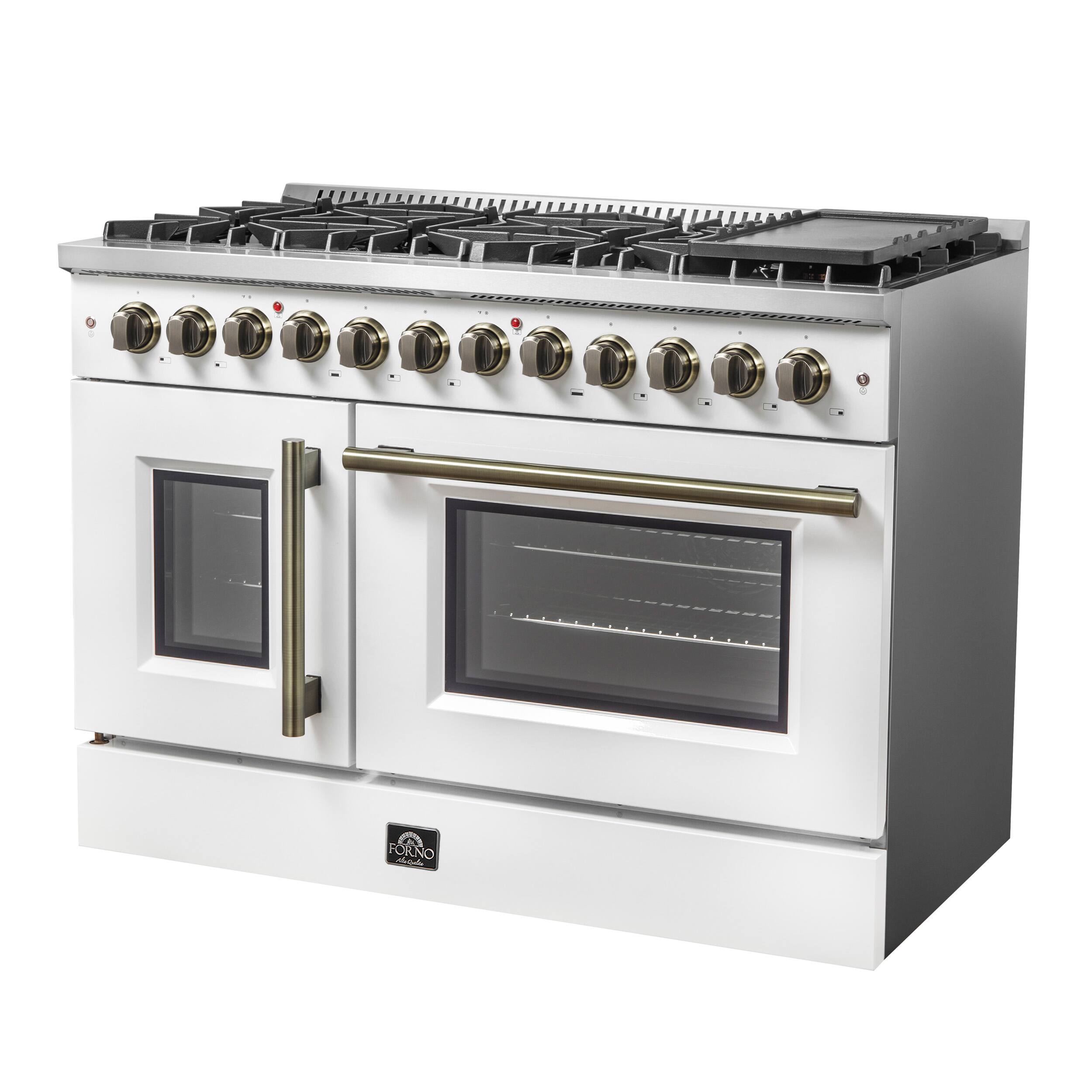 Angle. Forno Appliances - Galiano 6.58 Cu. Ft. Freestanding Dual Fuel True Convection Range - White.