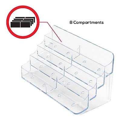 Alt View 5. Deflecto - Deflect-O 8-Compartment Business Card Desktop Holder, 400-Card Capacity, Clear (70801) - Clear.