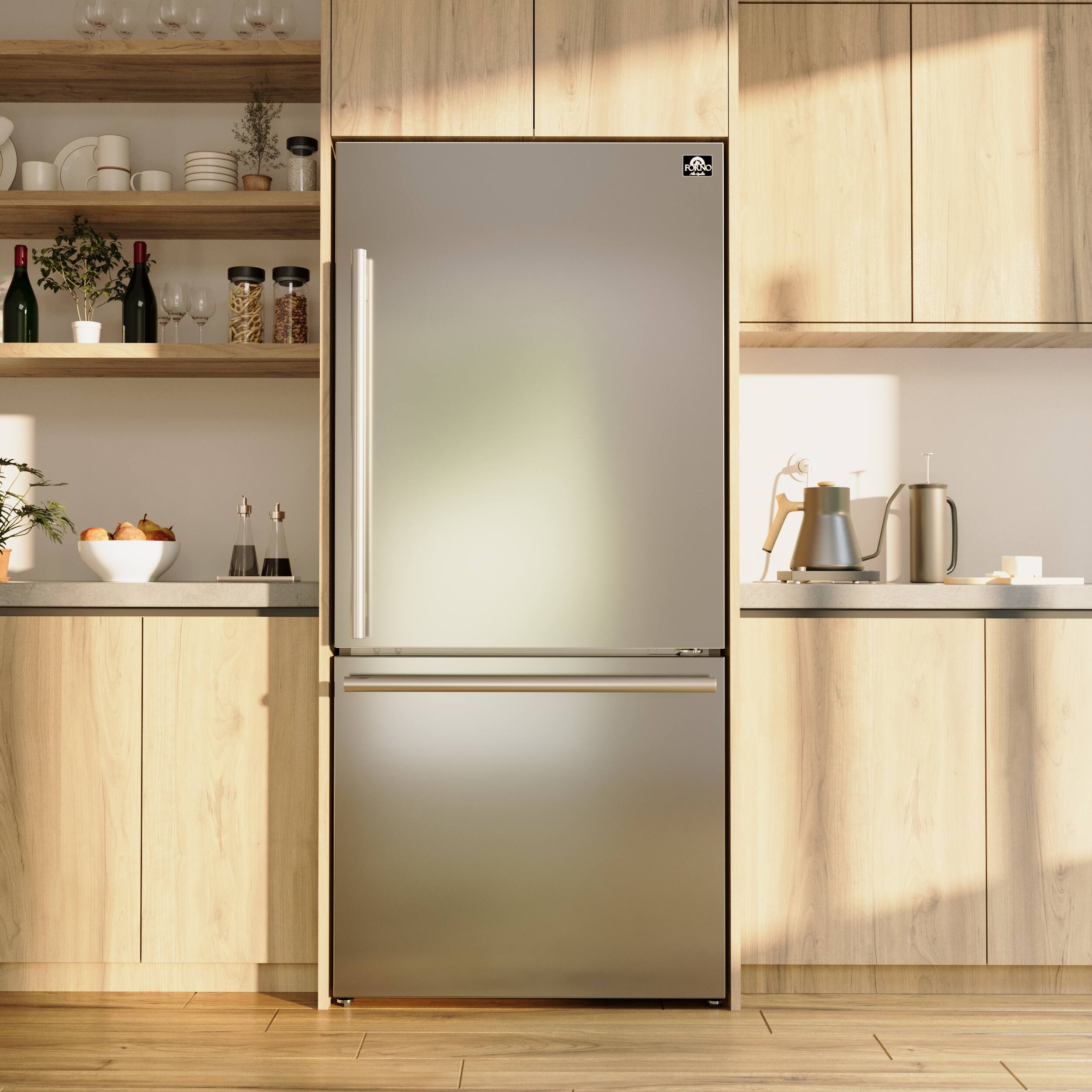 Alt View 7. Forno Appliances - Milano Espresso 17.2 Cu. Ft. Freestanding Bottom Freezer Refrigerator with Right Swing Door - Stainless Steel.
