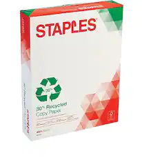 STAPLES
30% Recycled Copy Paper
201 Sheets
500 Sheets
100% Recycled
