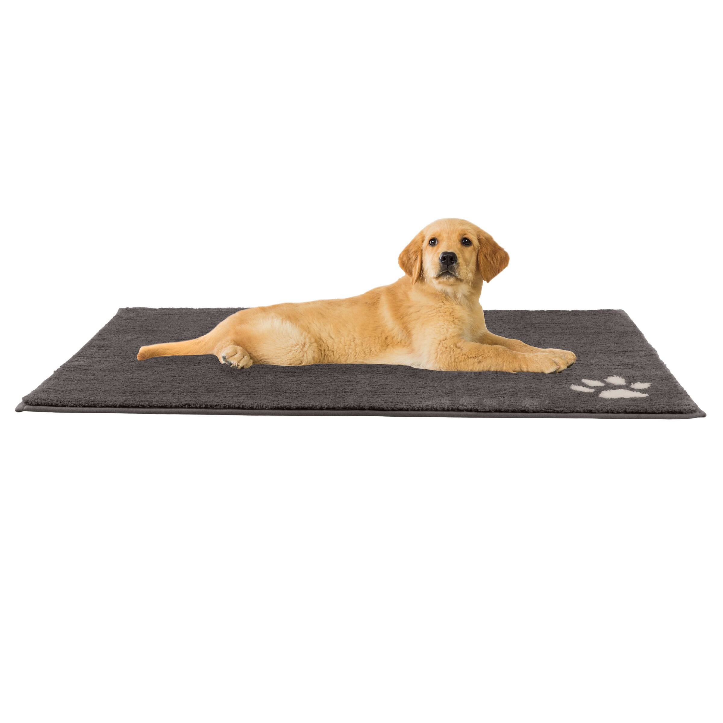 Alt View 6. PetMaker - Dog Door Mat for Muddy Paws - Gray with White Paw Print.